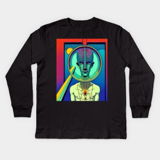 Trippy abstract Humanoid Kids Long Sleeve T-Shirt